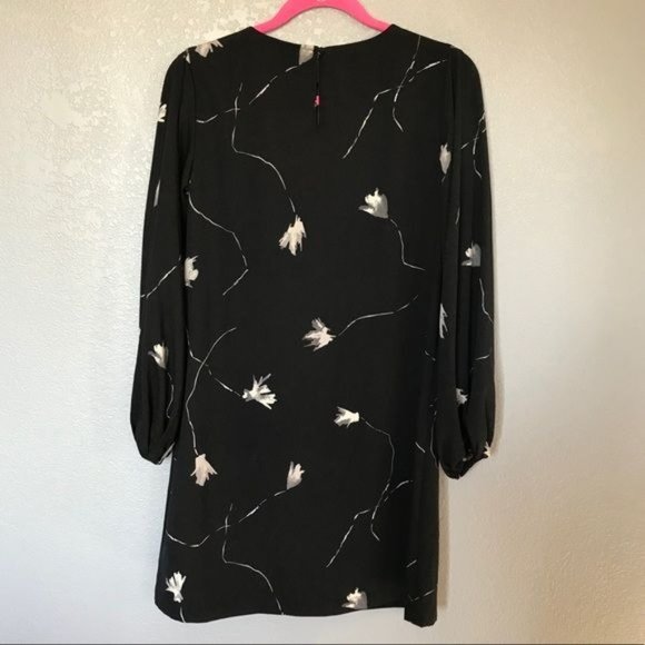 NWT A New Day Floral Print Long Sleeve Dress Black sz XS - Picture 5 of 6